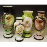A Victorian opaque glass mantel vase;