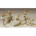 A set of five figural ballerinas