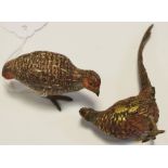 A cold painted Austrian bronze medal of a red grouse; another,