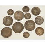 George III copper pennies, tokens,