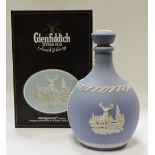 A Wedgewood Blue Jasperware Glenfiddich Whisky decanter designed for William Grant & Sons Ltd.