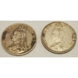 Coins - Victorian silver crowns,