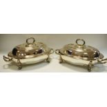 Two pairs of Victorian silver plated entree dishes