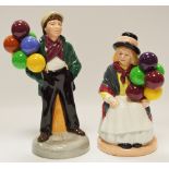 Royal Doulton character figure Balloon Boy: HN2934 and Balloon Girl HN2818 (2)