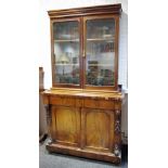 A Victorian mahogany bookcase cabinet, glazed doors to top,