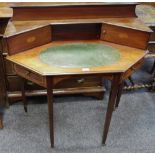 A Sheraton revival lady's writing desk, shaped gallery,