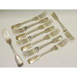 A set of six Victorian fiddle back dinner forks, Holland, Aldwinckle & Slater, London,