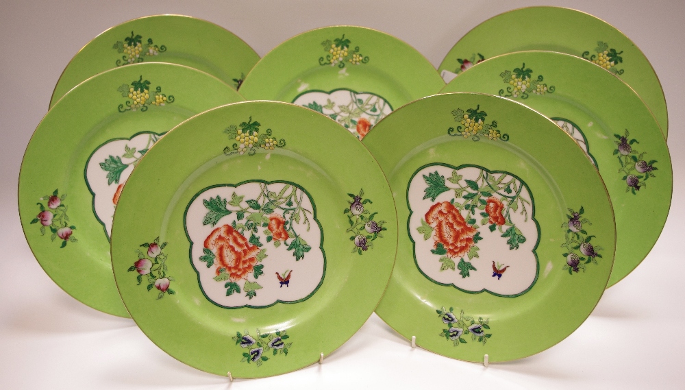 A set of seven Hong Kong Famille Verte plates,