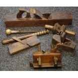 Tools - a wood plane; another; a routing plane; a beech mould; a truncheon;