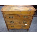 An early 20th century pine chest, of shallow proportions,
