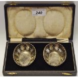 A pair of Edwardian silver oval sweetmeat dishes, Birmingham 1902,