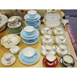 Ceramics - a Shelley six place tea service, pale turquoise and gilt; another similar,