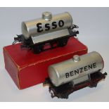Hornby O gauge wagon Esso; another, Benzene,