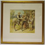 D Cox Children with a donkey signed, dated 1852,