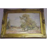 After Heywood Hardy 'A Meeting By The Stile' large decorative gilt frame;