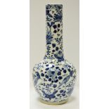 A blue and white bottle neck vase with Kangxi marks