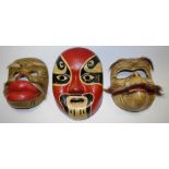 Early 20th century Chinese theatre/opera mask, papier mache, traditionally painted,