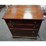 A mahogany four drawer chest of small proportions. 78cm high x 68cm wide x 44.5cm deep.