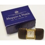 A Mappin and Webb purse watch 17 Jewels Incabloc movement, champagne dial with baton numerals,