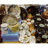 A Denby Araberque coffee set; Aynsley; Wedgwood Kutani collectors plates; R Doulton RAF mug;