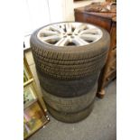 Four 22" Landrover wheels and tyres.