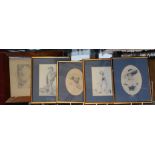 * L Nicholson A set of four, Classical Figures signed, pencil sketches,