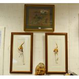 Manogen two limited edition prints Foxhound I and Foxhound II, signed in pencil; a watercolour,