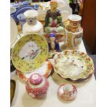 Oriental Ceramics - a Famille rose vase; seated Buddha; ginger jar; another vase; plates etc.