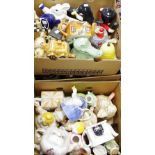 Ceramics - a quantity of novelty teapots including crocodile, penguin, piano, cow, cat, snowman,