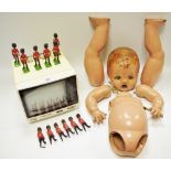 Britain's lead soldiers, Queens Guards; a Tatung television, 1970; a composite doll, c.