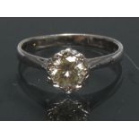 A diamond solitaire ring, round brilliant cut diamond approx 0.