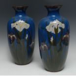 A pair of Japanese cloisonné enamel baluster vases,