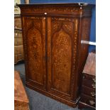 A 19th century Dutch mahogany and marquetry wardrobe,