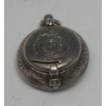 A late Victorian silver novelty sovereign case, sliding cover, chased with leafy scrolls,
