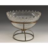 A late George III Old Sheffield Plate and cut glass centre comport,