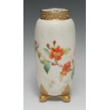 A Graingers Worcester cylindrical vase, pierced neck,