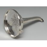 A George III Scottish silver wine funnel, unusually broad and shallow bowl, curved spout, 13cm long,