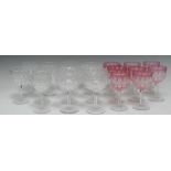 A set of six early 20th century cut glass champagne coupe, hexagonal stems, star cut bases,
