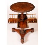 A Victorian walnut and parcel-gilt circular combination occasional table and revolving bookcase,
