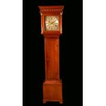 A good George II oak and mahogany long case clock, square 30.