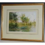 Clara Knight (1861-1940) A Peaceful River signed and dated '98, titled label to verso,