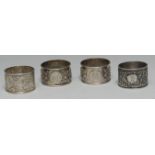 A collection of Chinese silver napkin rings,