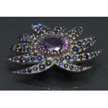 An amethyst and sapphire palm tree Spray brooch,