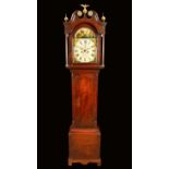 A George III Welsh oak longcase clock, 31cm arched painted dial inscribed W.
