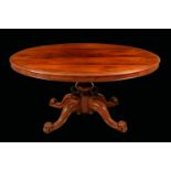 A Victorian rosewood oval breakfast table,