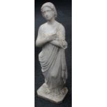 French School (19th century), a floor standing white marble sculpture, of a young girl,