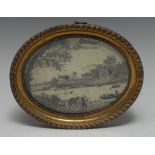 A George III oval topographical silkwork picture,