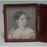 English School (early 19th century), a portrait miniature, of a young girl, watercolour on ivory, 8.