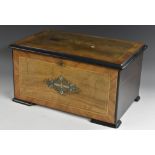 A 19th century Swiss rectangular rosewood and kingwood crossbanded musical box,