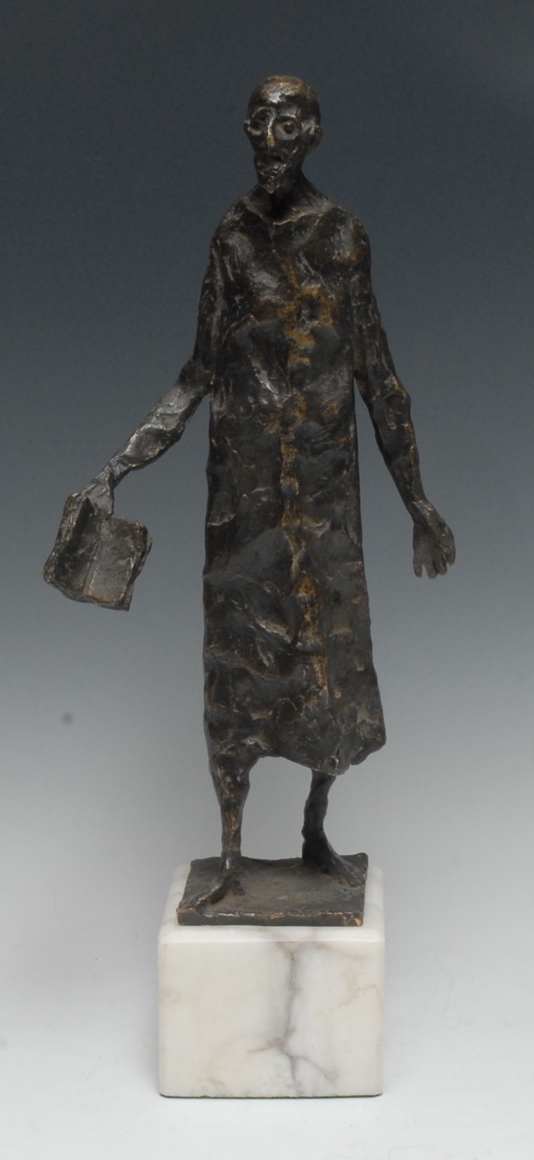 Modernist School (20th century), a brown patinated bronze, of an emaciated man of learning,